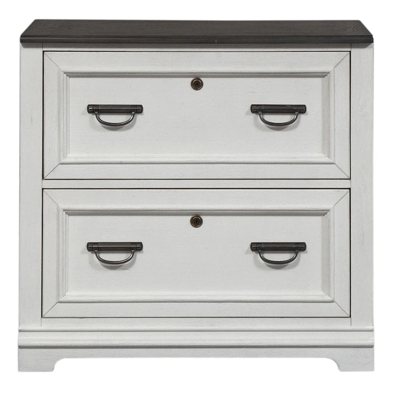 Allyson Park Wirebrushed White Bunching Lateral File Cabinet