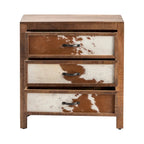 Cowhide Three-Drawer Wooden Chest - Western/ Rustic - 30x17x31