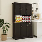 Sideboard Buffet w/Hutch, Kitchen Storage Cabinet w/Adjustable Shelves