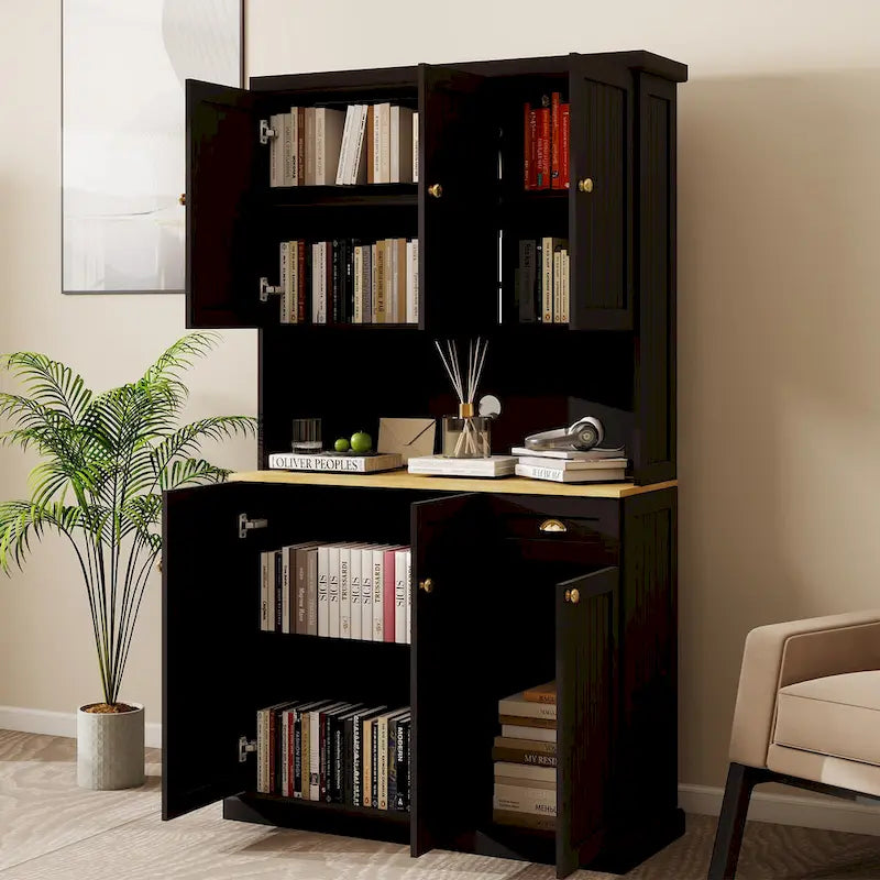 Sideboard Buffet w/Hutch, Kitchen Storage Cabinet w/Adjustable Shelves