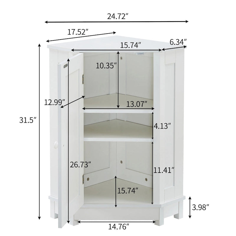 Triangle Corner Storage Cabinet with Shelf - N/A