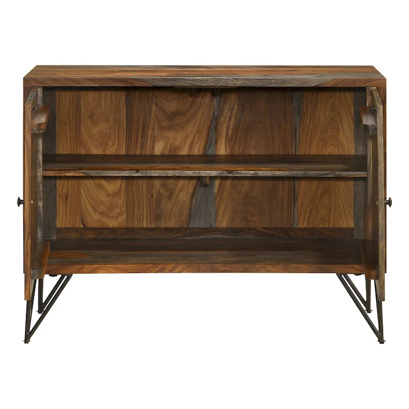 Komomo Sheesham Grey 1-Adjustable Shelf Accent Cabinet