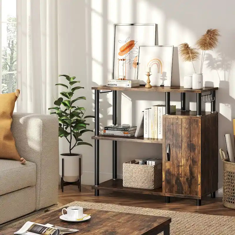 4-Tier Kitchen Islands Microwave Oven Stand-Kitchen Cabinets with hooks - 35.4in W