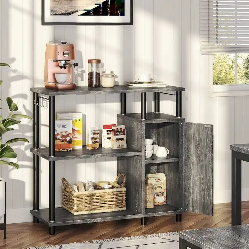 4-Tier Kitchen Islands Microwave Oven Stand-Kitchen Cabinets with hooks - 35.4in W