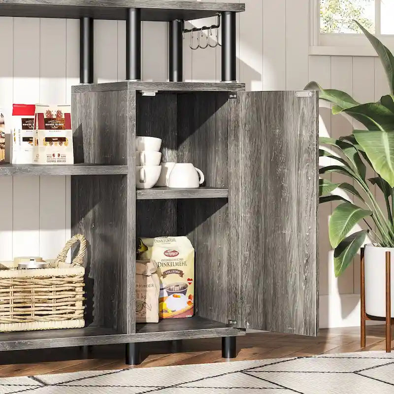 4-Tier Kitchen Islands Microwave Oven Stand-Kitchen Cabinets with hooks - 35.4in W