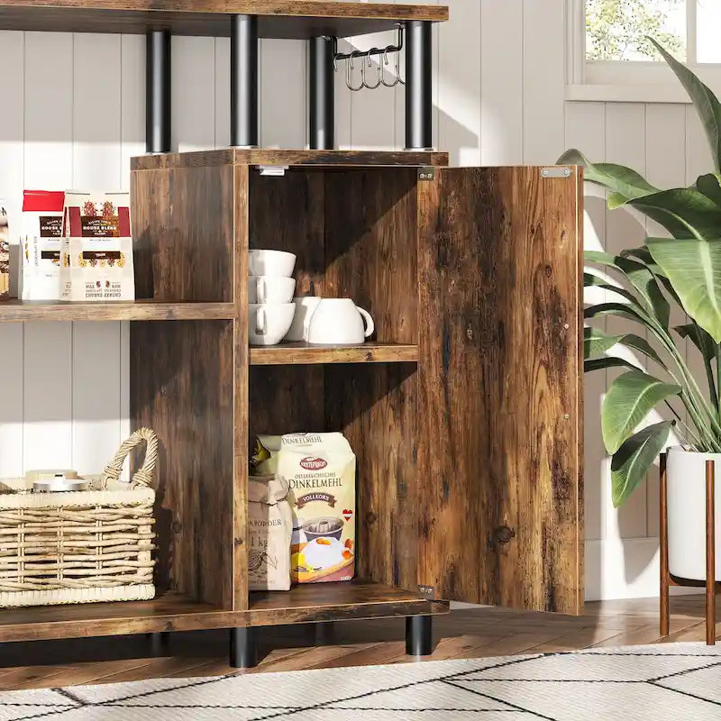 4-Tier Kitchen Islands Microwave Oven Stand-Kitchen Cabinets with hooks - 35.4in W