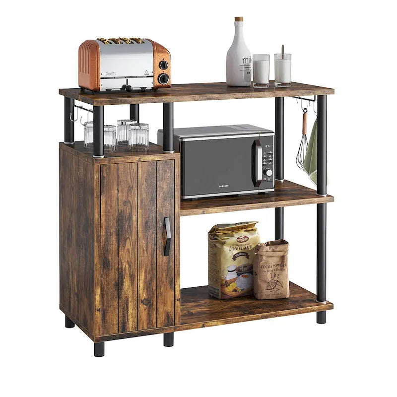 4-Tier Kitchen Islands Microwave Oven Stand-Kitchen Cabinets with hooks - 35.4in W