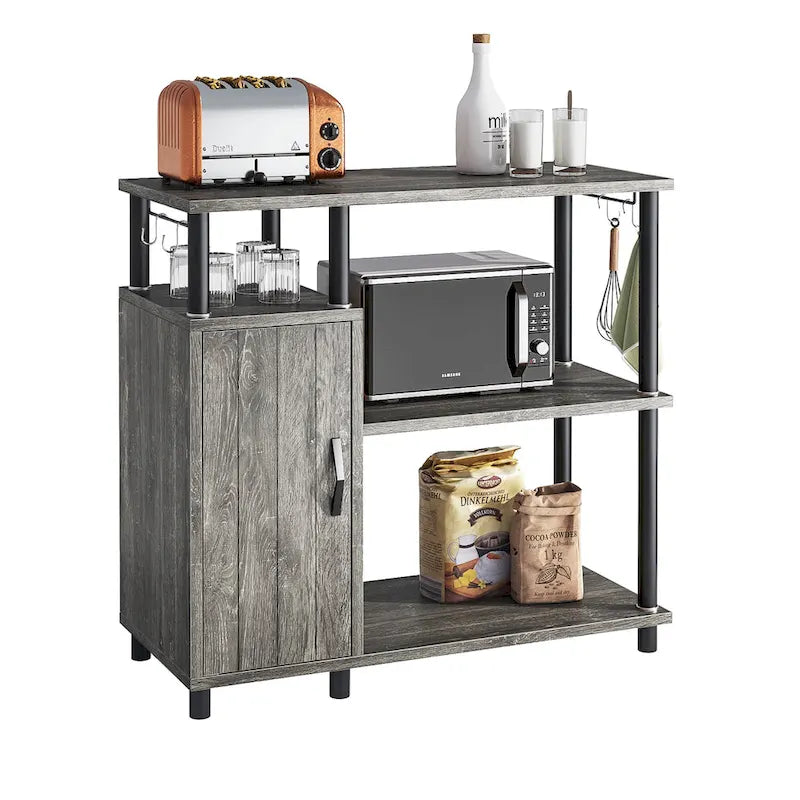 4-Tier Kitchen Islands Microwave Oven Stand-Kitchen Cabinets with hooks - 35.4in W