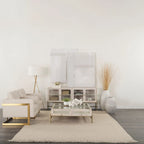 Arelius Blonde Solid Wood w/ Gold Iron Base & Glass Doors Sideboard - 70W x 32H x 18.75D