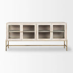 Arelius Blonde Solid Wood w/ Gold Iron Base & Glass Doors Sideboard - 70W x 32H x 18.75D