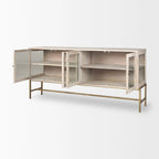 Arelius Blonde Solid Wood w/ Gold Iron Base & Glass Doors Sideboard - 70W x 32H x 18.75D