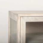 Arelius Blonde Solid Wood w/ Gold Iron Base & Glass Doors Sideboard - 70W x 32H x 18.75D