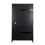 Large Kitchen Pantry Storage Cabinet with Glass Doors, Drawers & Open Shelves, Freestanding Kitchen Cupboard Buffet Cabinet