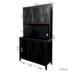 Large Kitchen Pantry Storage Cabinet with Glass Doors, Drawers & Open Shelves, Freestanding Kitchen Cupboard Buffet Cabinet