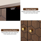 COSIEST Dark Brown Farmhouse Storage Cabinet with Honeycomb Pattern