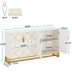 White Gold Buffet Cabinet with Storage Kitchen Sideboard Storage