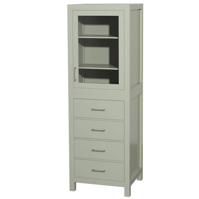 Wyndham Collection Sheffield Linen Tower with Door & Drawer Storage