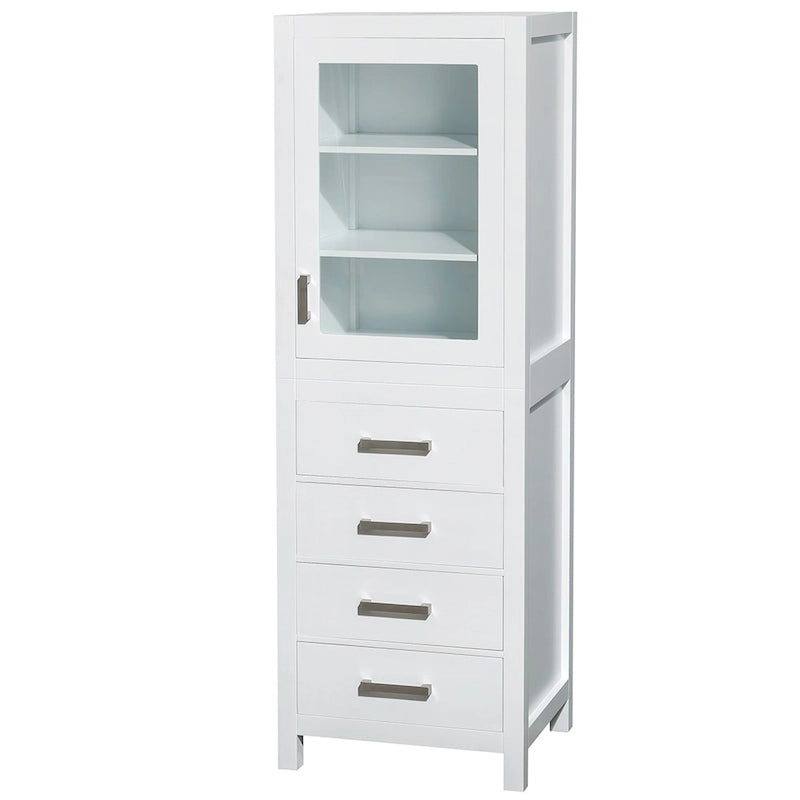 Wyndham Collection Sheffield Linen Tower with Door & Drawer Storage