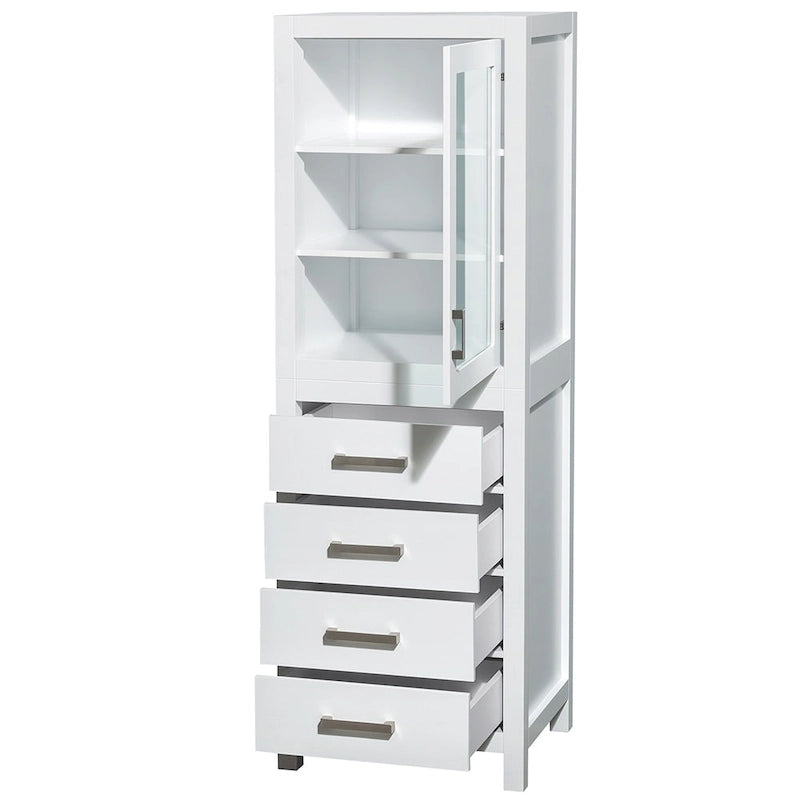 Wyndham Collection Sheffield Linen Tower with Door & Drawer Storage