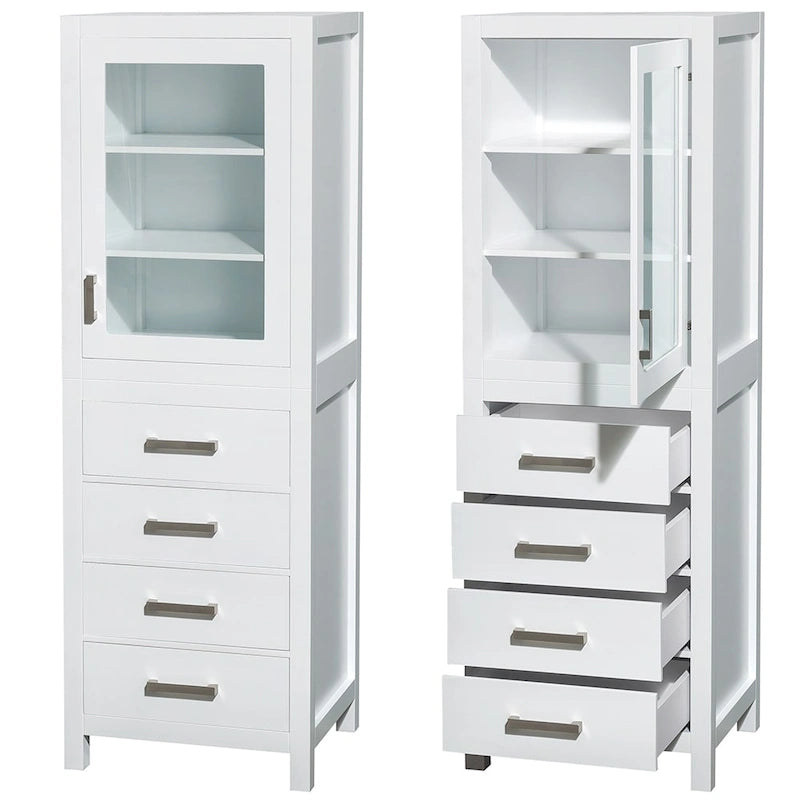 Wyndham Collection Sheffield Linen Tower with Door & Drawer Storage