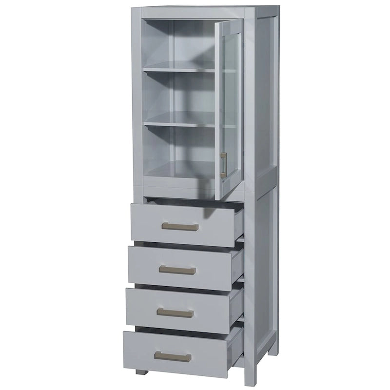 Wyndham Collection Sheffield Linen Tower with Door & Drawer Storage