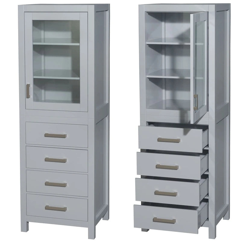 Wyndham Collection Sheffield Linen Tower with Door & Drawer Storage