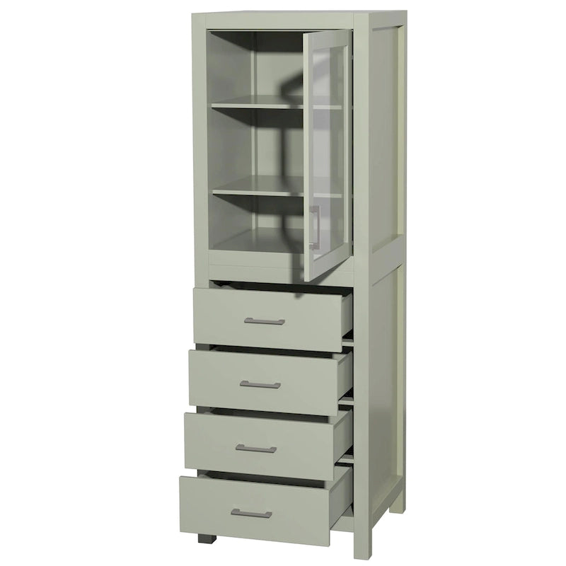 Wyndham Collection Sheffield Linen Tower with Door & Drawer Storage