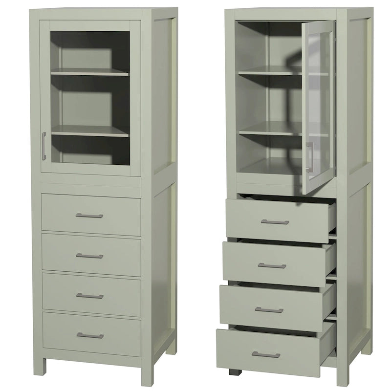Wyndham Collection Sheffield Linen Tower with Door & Drawer Storage