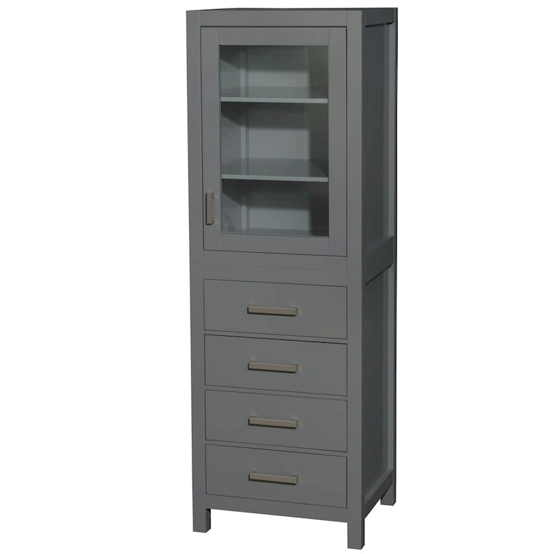 Wyndham Collection Sheffield Linen Tower with Door & Drawer Storage