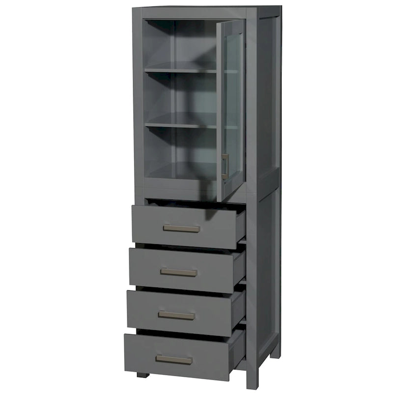 Wyndham Collection Sheffield Linen Tower with Door & Drawer Storage