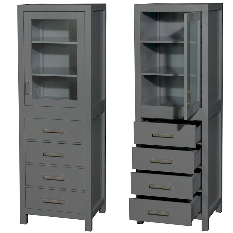Wyndham Collection Sheffield Linen Tower with Door & Drawer Storage