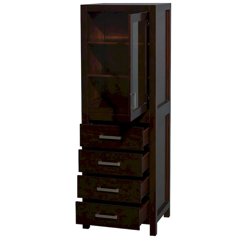 Wyndham Collection Sheffield Linen Tower with Door & Drawer Storage