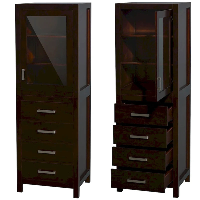 Wyndham Collection Sheffield Linen Tower with Door & Drawer Storage