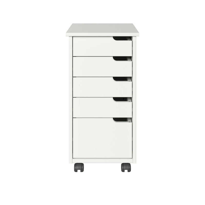 Adeptus Original Euro Roll Cart, Solid Wood, 4+1 Drawer Extra Wide Drawers Roll Carts, White