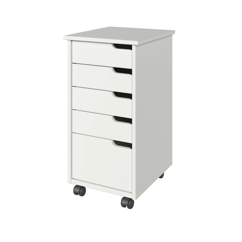 Adeptus Original Euro Roll Cart, Solid Wood, 4+1 Drawer Extra Wide Drawers Roll Carts, White
