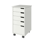 Adeptus Original Euro Roll Cart, Solid Wood, 4+1 Drawer Extra Wide Drawers Roll Carts, White