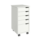 Adeptus Original Euro Roll Cart, Solid Wood, 4+1 Drawer Extra Wide Drawers Roll Carts, White