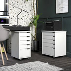 Adeptus Original Euro Roll Cart, Solid Wood, 4+1 Drawer Extra Wide Drawers Roll Carts, White