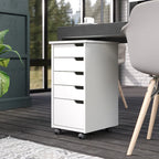 Adeptus Original Euro Roll Cart, Solid Wood, 4+1 Drawer Extra Wide Drawers Roll Carts, White