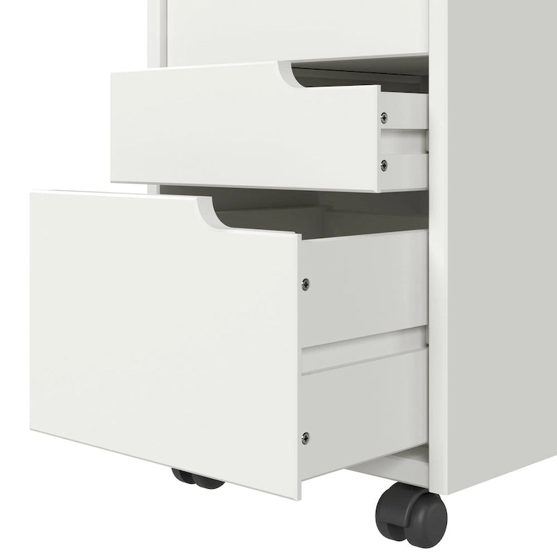 Adeptus Original Euro Roll Cart, Solid Wood, 4+1 Drawer Extra Wide Drawers Roll Carts, White