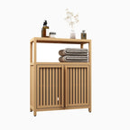 Bathroom Bamboo Storage Cabinet With Shelves