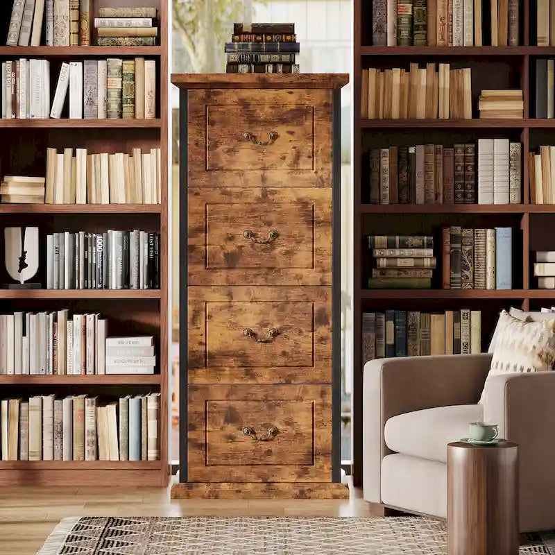 4-Drawer File Cabinet Filing Cabinet for A4 /Letter Size, Vertical File Cabinet Home Office Wood Filing Cabinet