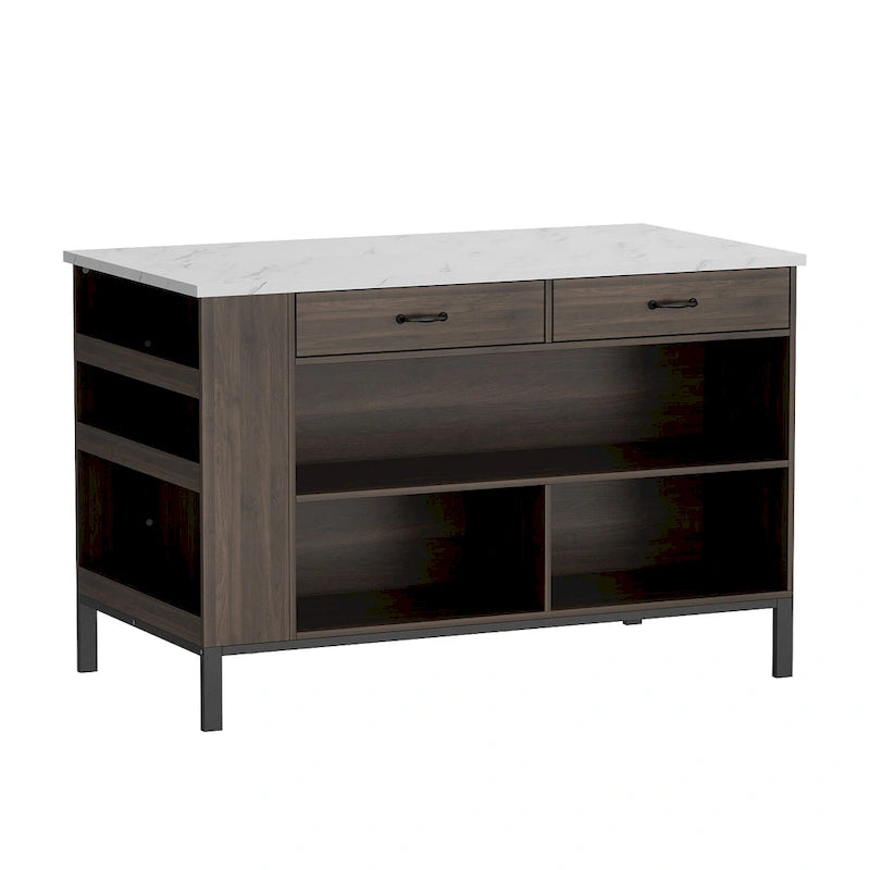 Server Table with 2 Drawers and Bottom Shelf Sideboard Buffet Cabinet - 55.1W