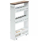 4 Tier Rolling Slim Storage Kitchen Organizer Cart with Handle - 19L x 5.1W x 31.5H