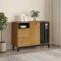 vidaXL Sideboard with Glass Door FLAM 43.3x15.7x31.5 Solid Wood Pine - 43.3 x 15.7 x 31.5