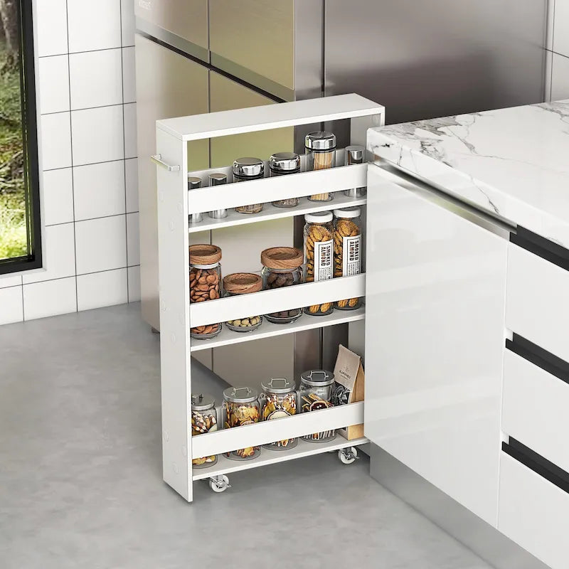Narrow Rolling Storage Cart with Shelves for Kitchen and Bathroom