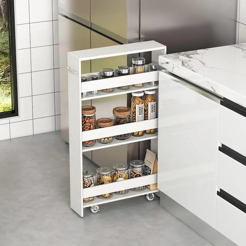Narrow Rolling Storage Cart with Shelves for Kitchen and Bathroom