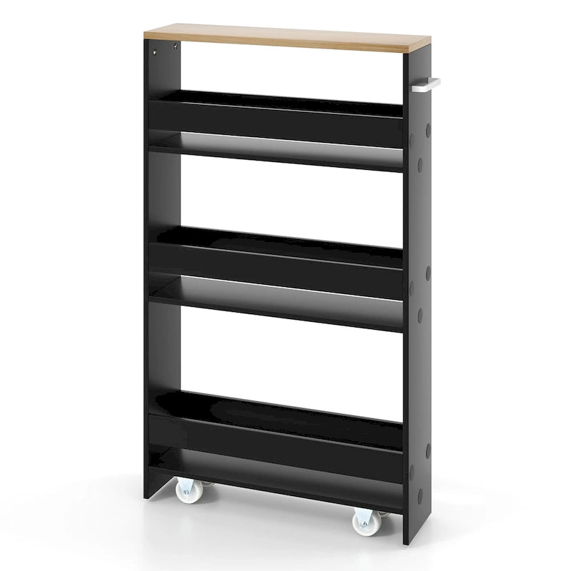 Narrow Rolling Storage Cart with Shelves for Kitchen and Bathroom