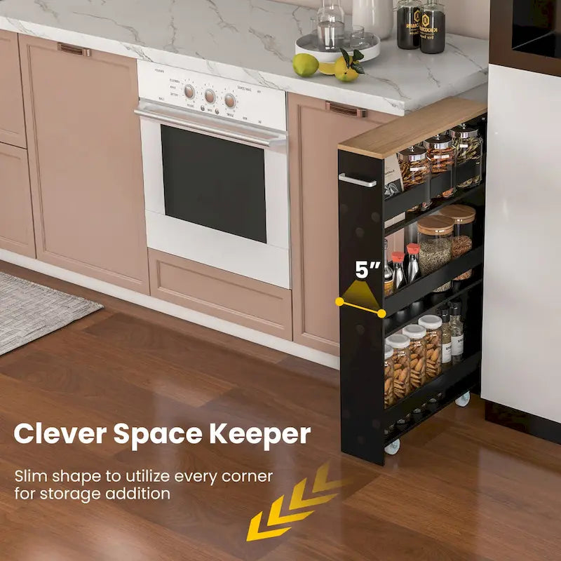 Narrow Rolling Storage Cart with Shelves for Kitchen and Bathroom