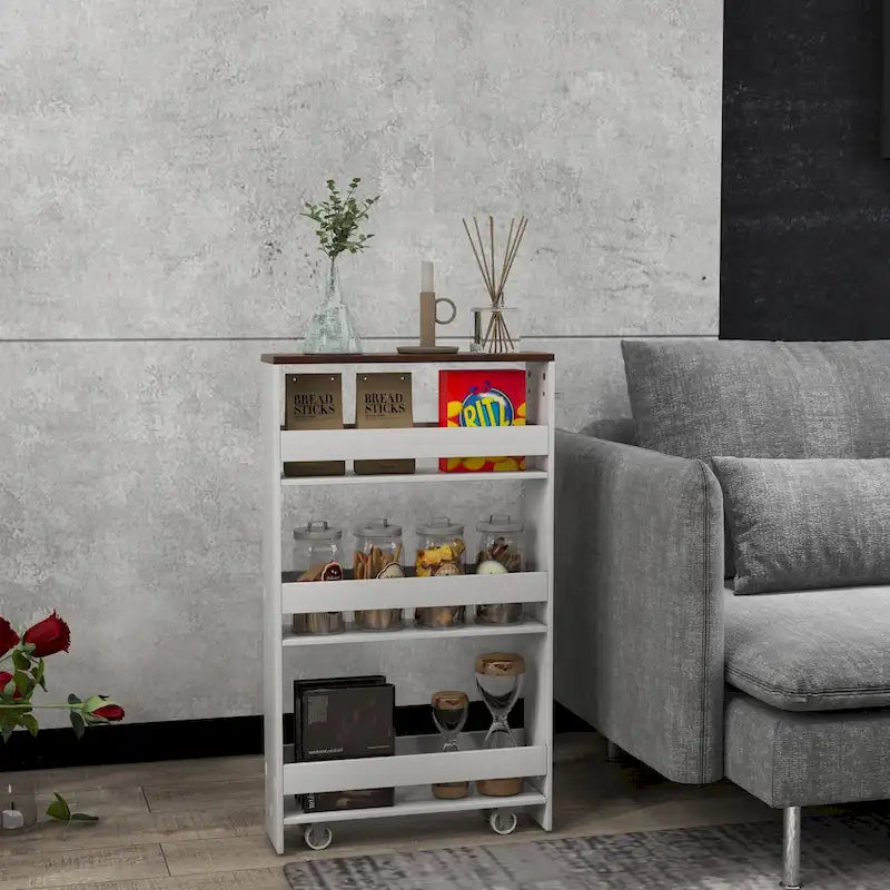 Narrow Rolling Storage Cart with Shelves for Kitchen and Bathroom